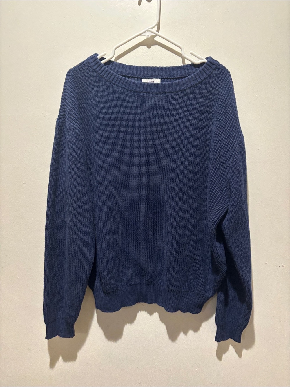 CSB Off Shoulder Knit Crewneck Oversized 100% Cotton Sweater - Size Small